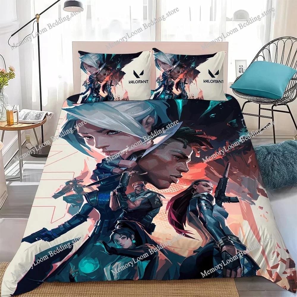 Game Duvet Cover Set Home Style Bedding Soft Laundry Cotton Bed V-Valorant-Cool Four Seasons Student Dormitory Home Textile