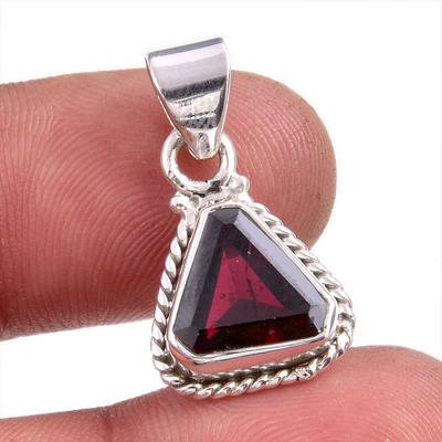 Natural Garnet Gemstone Handmade 925 Solid Sterling Silver Pendant 1.25'' C6h73