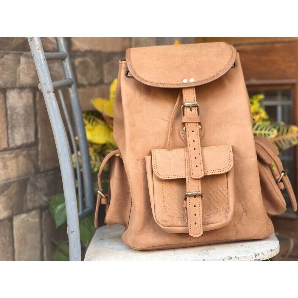 

Большой мужской винтажный рюкзак из натуральной яловой кожи, дорожный рюкзак для ноутбука, спортивная сумка 16 x 9 x 8 in коричневый