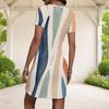 Women Plus Size Round Neck Short Sleeve Abstract Printed Fitted Mini Dress