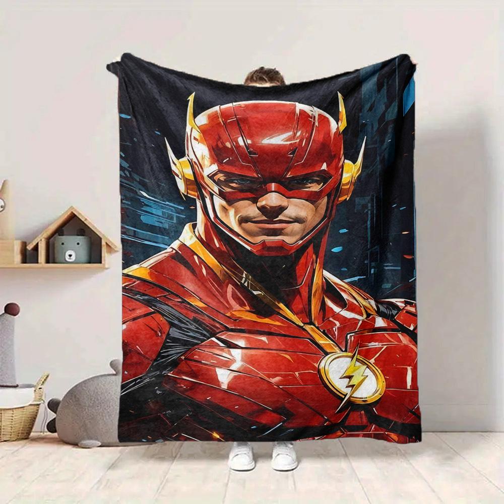 1pc Flash Superhero Blanket Lightweight Flannel Throw For Sofa, Bed, Travel, Livingroom, Office, Couch, Chair, And Bed