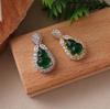 Rhinestone Green Gourd Pendant Light Luxury Retro Chinese Style Earrings