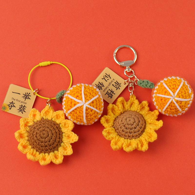 

Изысканный кулон с розой ручной работы, тканый креативный шерстяной брелок с подсолнухом, связанный крючком