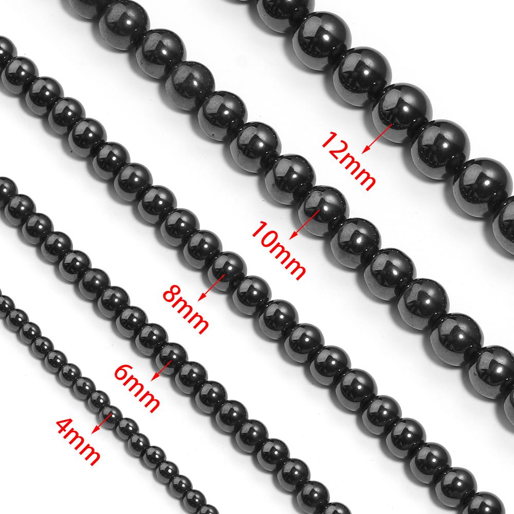 1 Strand 4/6/8/10/12mm Natural Black Hematite Stone Beads Magnetic Round Loose Beads For Jewelry Making DIY Bracelet Necklace