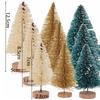 927pcs Artificial Christmas Tree Tabletop Fine Miniature Ornaments Wood Base DIY Crafts Sisal Mini Size Pine Tree Xmas Party Decoration