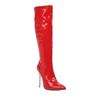 Fashion Women High Boots Sexy Zipper Black Red White Knee High Boot Thin Heels Patent Women's Autumn Winter Dance Shoes Large Size 45 48