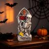 Shelf Ready Halloween Grave Marker Item, Resin Bone Figure Accent for Entry Table Styling and Event Display Use