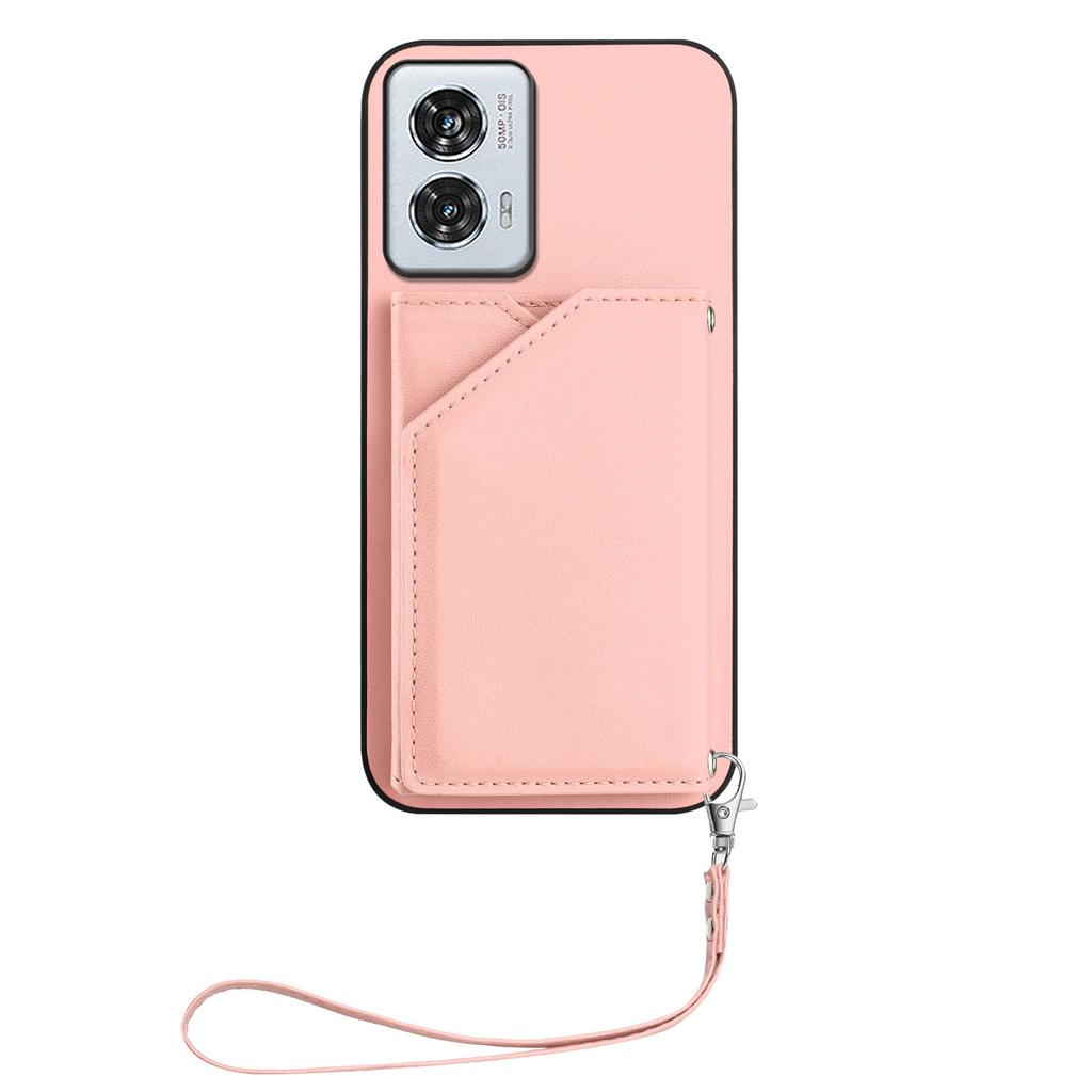 For Motorola Edge 50 Fusion 5G Etui Kortholder Støtte Skin-Touch Telefondeksel med Håndleddsstropp