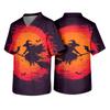 Men's V Neck Halloween Print Scrub Top with Chest Pocket Short Sleeve Medical Work Shirt for Healthcare Professionals and Caregivers