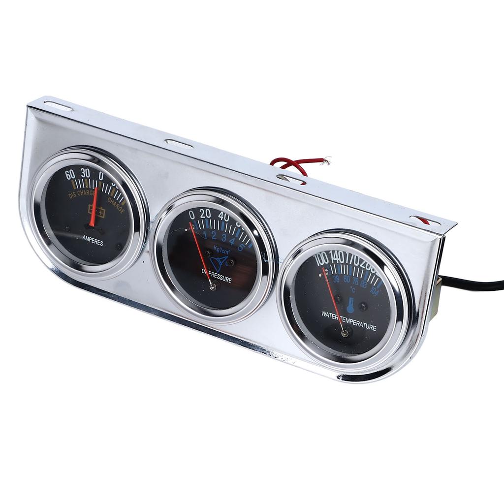 Car Triple Gauge Set Mechanical Chrome Plated 3 In 1 Voltage Oil Pressure Water Temperature Meter Kit DC10 To 15V