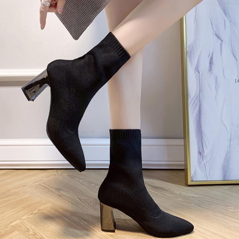 

Женские ботильоны на высоком каблуке с острым носком, зимняя дизайнерская обувь для вечеринок, женская обувь 2024 года, туфли-лодочки, элегантные женские зимние ботинки 42 чёрный