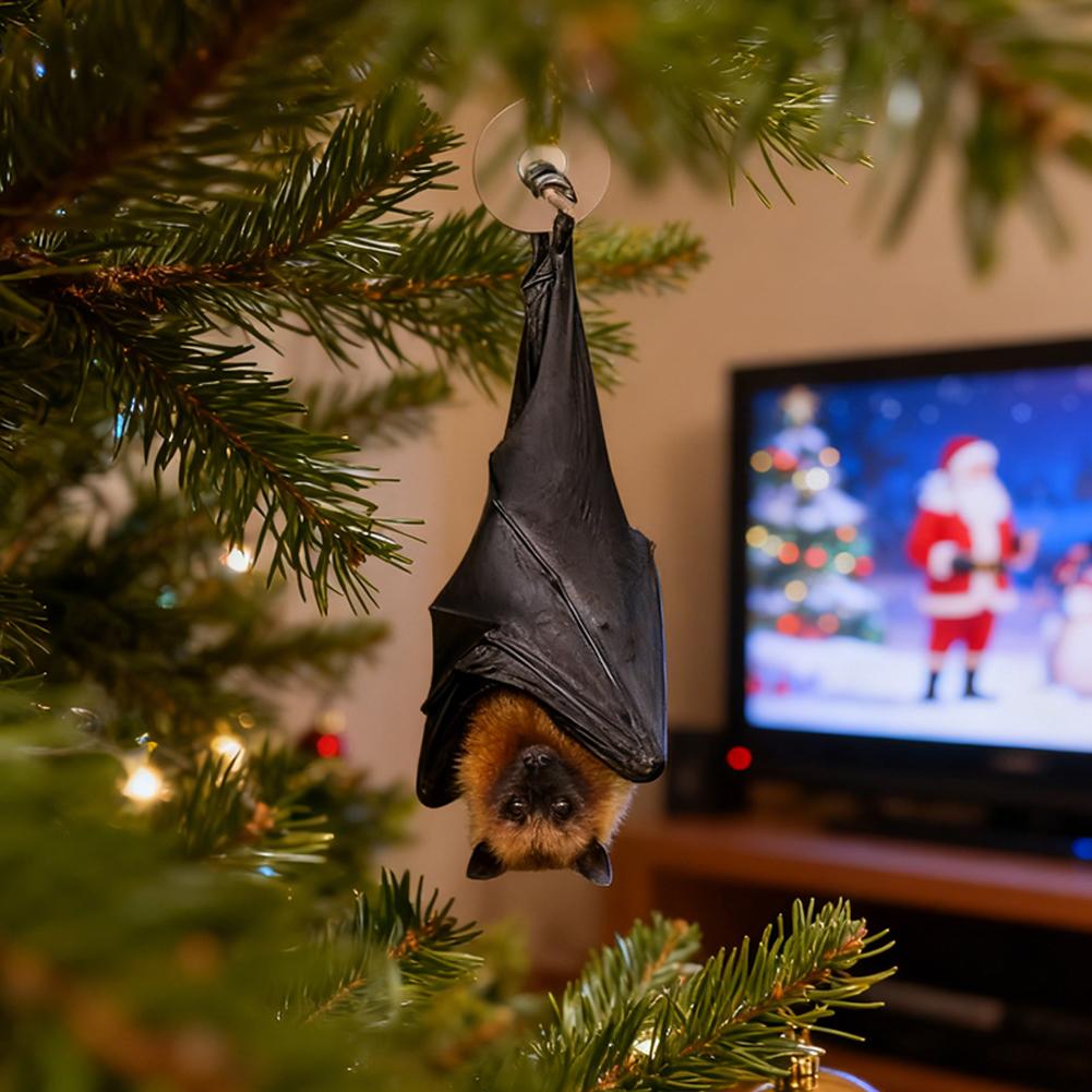 Acrylic Bat Christmas tree Hanging ornaments, 1/3PCS Realistic Upside-Down Bat Decor, Holiday Christmas Tree Hanging Decoration