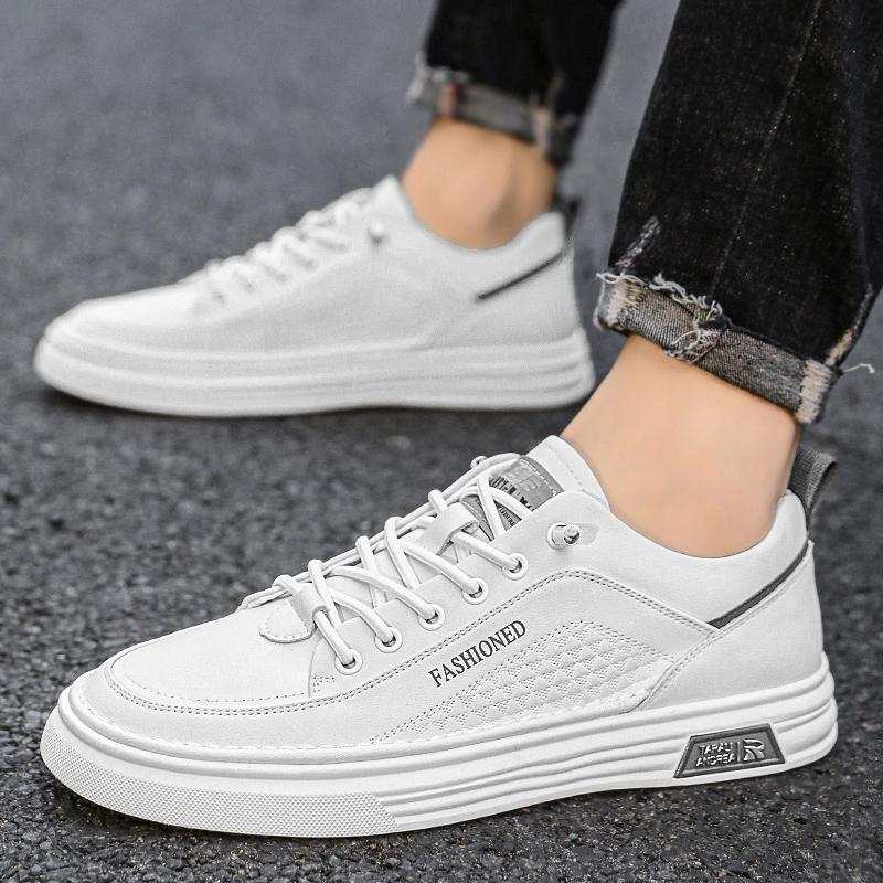 Fashion Summer PU Leather White Shoes Breathable Outdoor Sneakers Men Shoes Handmade Leather Shoes Casual Shoe Walking Shoes Men