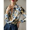 Elegant Retro Oil Painting Painted Abstract Printed Lapel Long-sleeved Shirt Spring