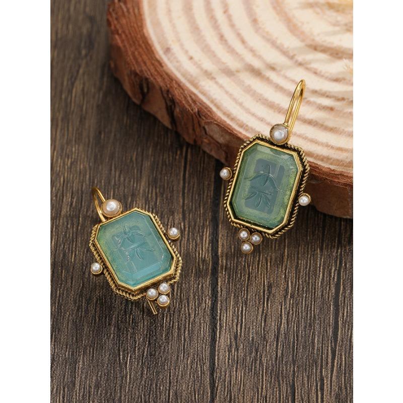 Elegant Retro Geometric Pendant Earrings For Women, Exquisite Pendant Perforated Earrings, Wedding Jewelry Gifts