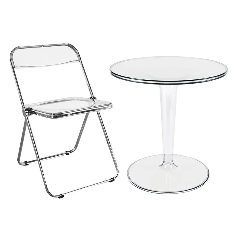 Nordic Simple Transparent INS Coffee Table - Round Acrylic Side Table, Removable Plastic, Compact for Small Spaces