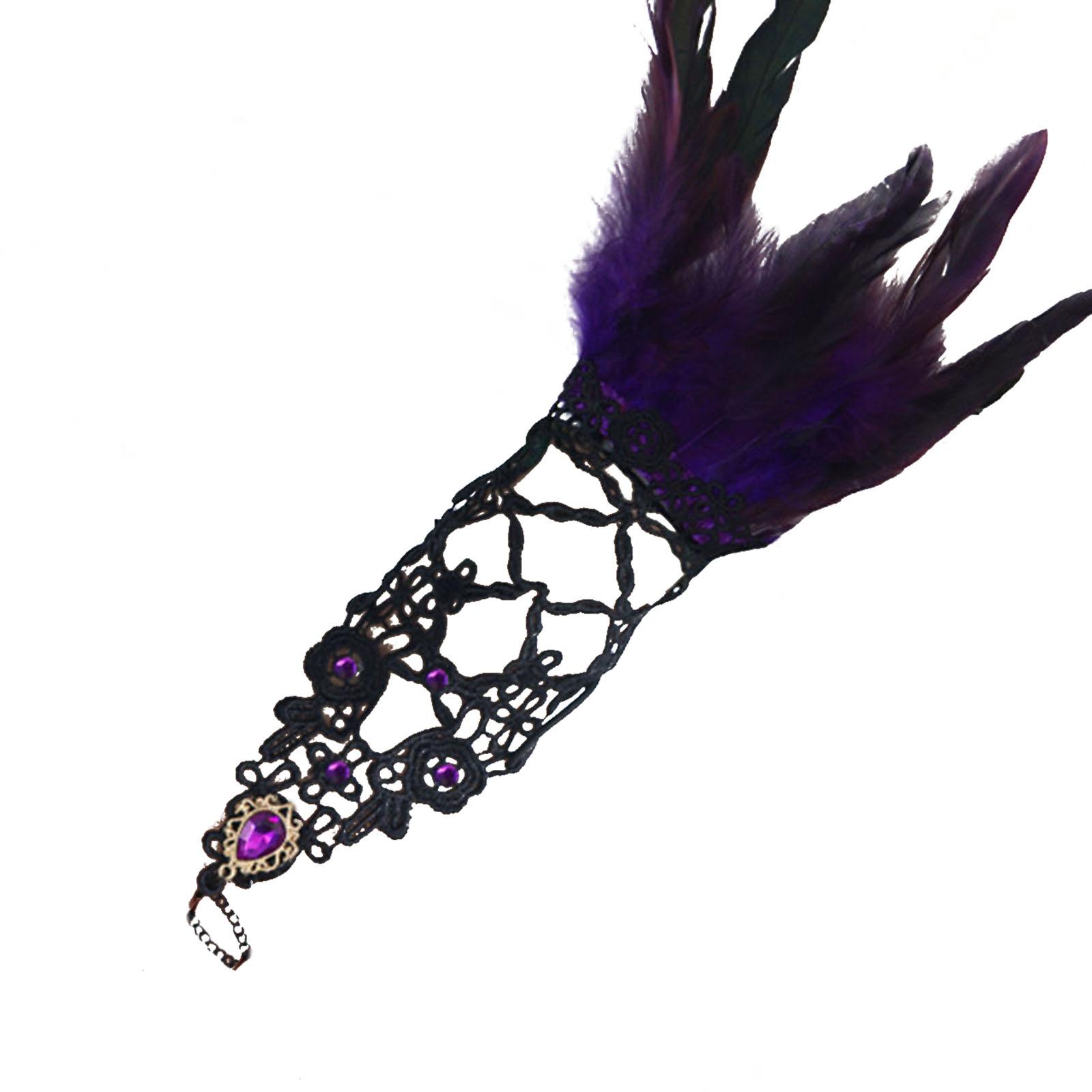 Comfortable Stretchy Mittens Elegant Lace Gloves Embroidery Fingerless Mittens for Wedding Halloween Party фиолетовый