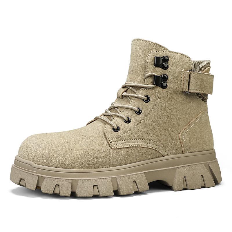 Tooling Boots Men's 2025 Autumn New Thick-soled Heightening Outdoor Casual Hiking Shoes Fashionable Versatile Leather Martin Boots