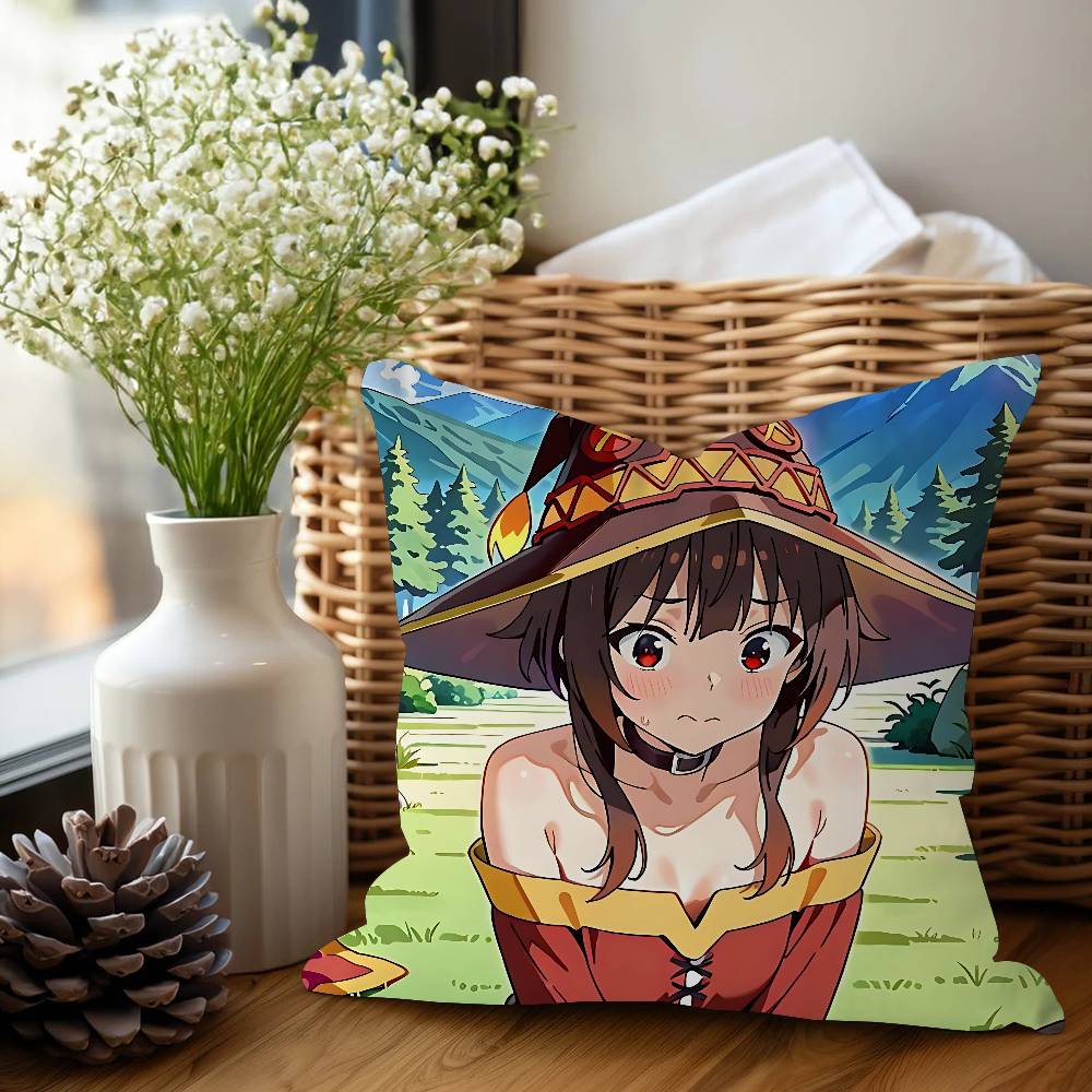 Konosuba-Anime-M-Megumin Personalized Pillow Cover Kids Bedroom Wild Party Decor Pillowcase Kid Birthday Shower Gift