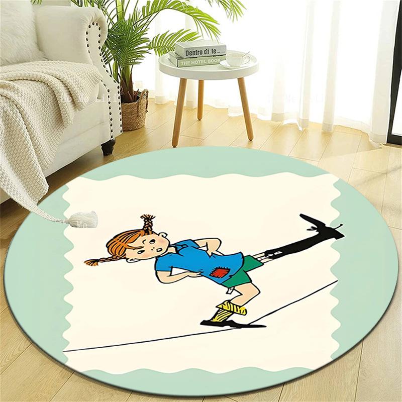 1pc Pippi Longstocking2 Design Printed Area Round Carpet for Bedroom Living Room Home Decor Rugs Mat Non Slip Mat Rug for Bedside