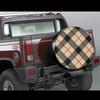 1-Pack Red Grid Car Tire Cover For Britain, Made Of Polyester, Suitable For Regular And Spare Tires Of Sizes 14", 15", 16", And