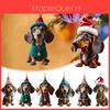 Festive Acrylic Dachshund Car Pendant Whimsical Interior Decoration For Christmas