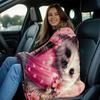 1pc Cute Hedgehog Holding Heart Pink Floral Blanket Love Theme Flannel Blanket Valentine's Day Gift Soft Throw Blanket