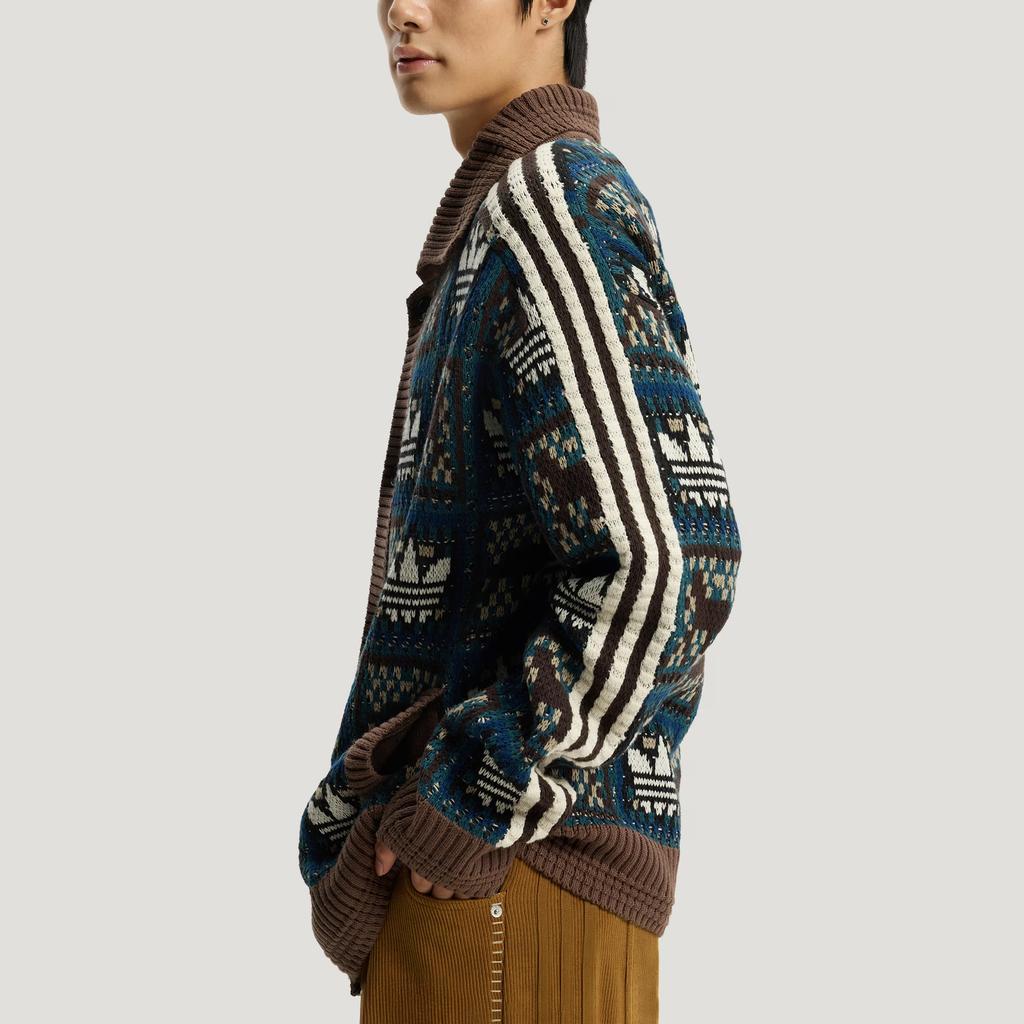adidas Originals FW25 Pletený svetr bunda Rok Králíka Limitovaná edice CNY Nový rok Límec Polo Sportovní Volný Dlouhý rukáv Pletený top KT0715