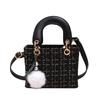 Ladies Fashion Simple Shoulder Bag Girls Cute Small Pom Pendant Handbag Small Square Bag New High Casual Crossbody Tweed Plaid
