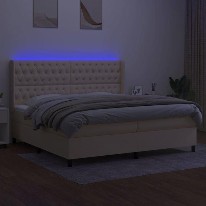 Maison Exclusive - Slatted Bed Base Mattress and LED Cream 200x200 Cm Fabric