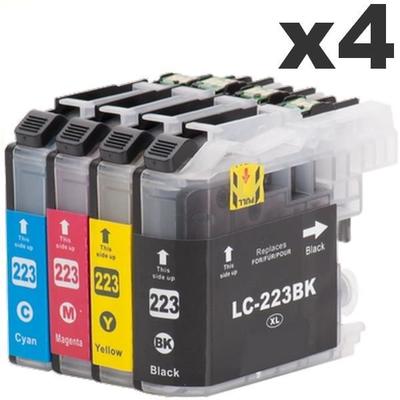 Pack of 4 Compatible LC-223 Cartridges for Brother Printer - Multi-colors