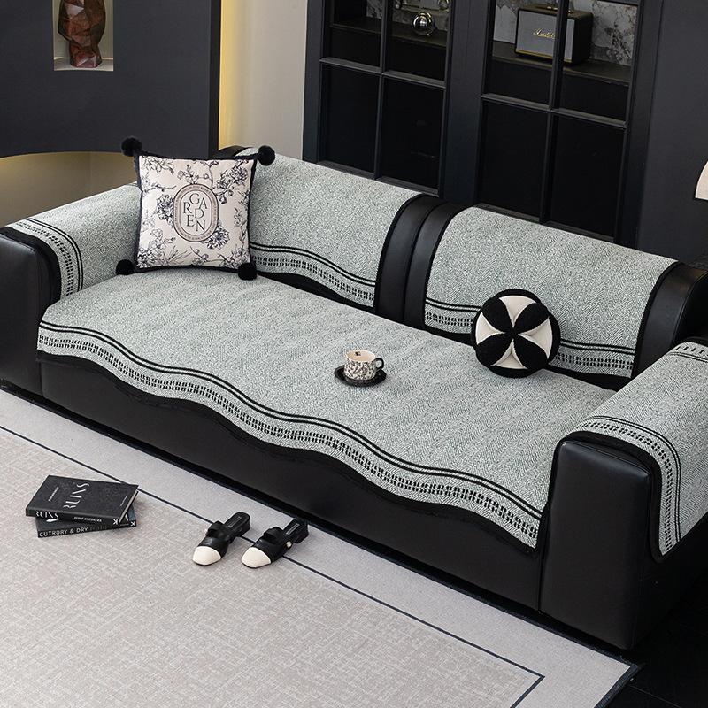 New High-end Light Luxury Chenille Special-shaped Sofa Cover,four-season Universal Fixed Non-slip Sofa Cushion Cover Back Towel