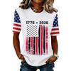 Women’s Short Sleeve Crew Neck T Shirt with 1776 2026 Print and Distressed Flag Graphic Casual Top