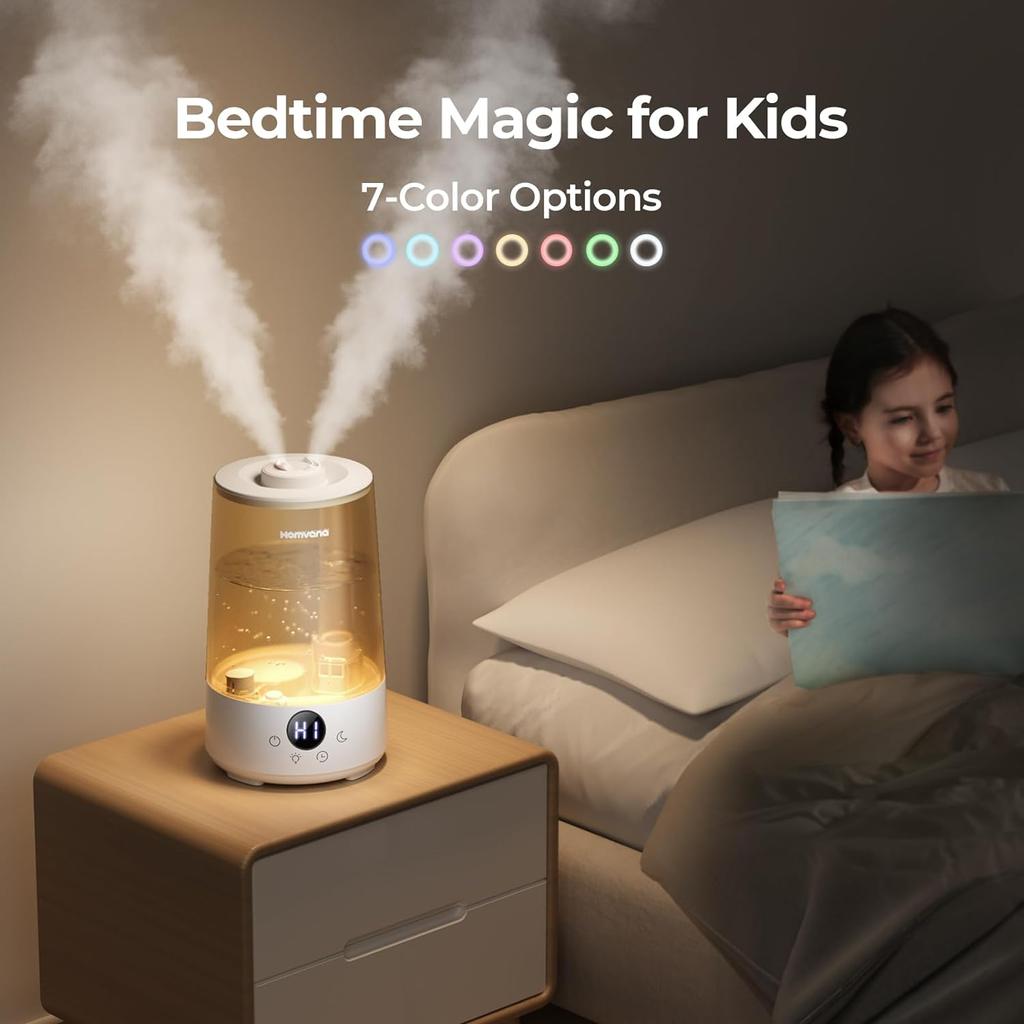 Homvana Air Humidifier for Bedroom 36 L 360° Cool Mist 34 H