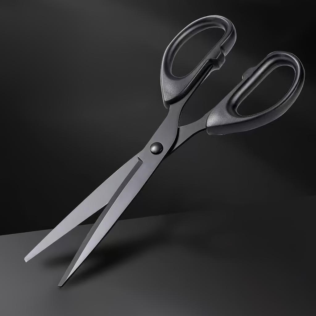 1pc Large Thickened Black Edge Scissors, Blackening Anti-rust Craft, With Non-stick Coating, Widely Suitable For Daily Home, Office, Art Paper Cutting
