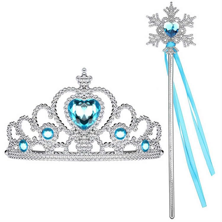Kinder Prinzessin Kinder Licht 100cm [MANAMANA] Kinderkleid, Kleid, Kleid, Tiara, Schneeflocke, Stab, Handschuhe, 4-teiliges Set, Kostüm, Blau, Mädchen, 100,
