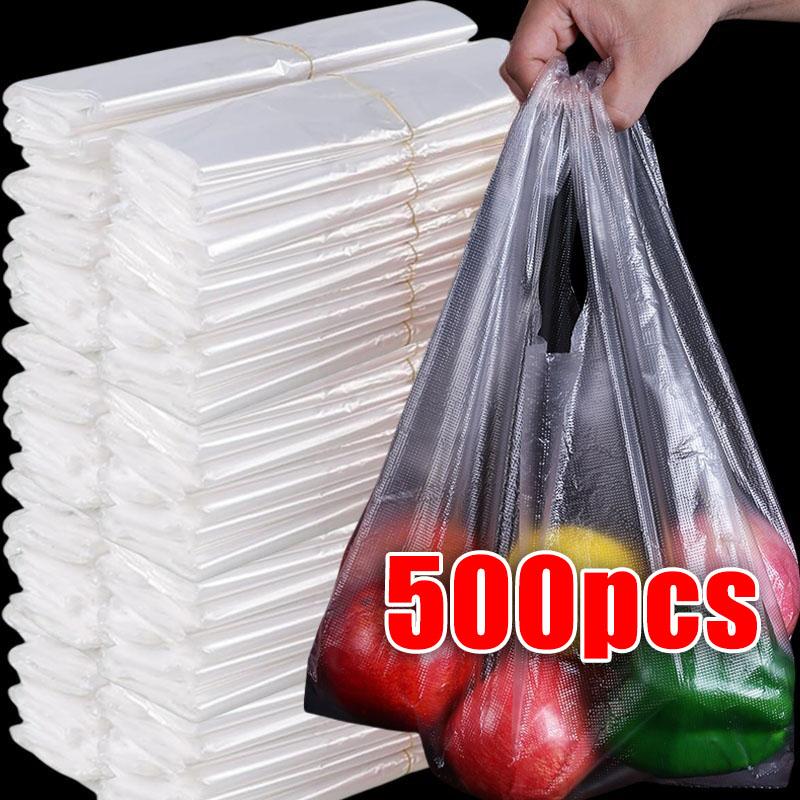 100-300PCS Transpare Bag Roll Fresh-keeping with Handle Preservation Bag Disposable Food Saver Bag Kitchen Food Keep Fresh