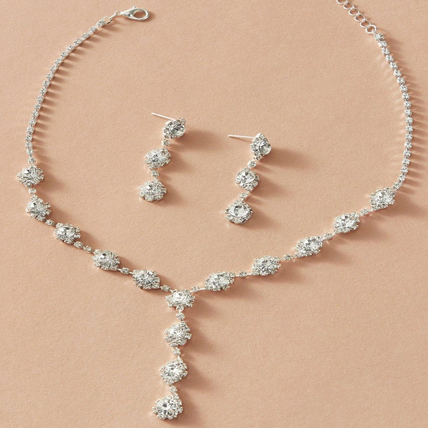 

Украшения для платья, серьги-гвоздики, комплект ожерелий, женские длинные серьги со стразами, универсальные свадебные аксессуары