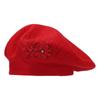 Flower Embroidery Women Beret Button Design Thick Material Woolen Hat Ear Protection Keep Warm Octagonal Hat Outdoor Activities