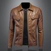 And New Style Mens Turn-Down Collar Motorcycle Leather Jacket Outerwear Slim-Fitting Fashionable Leather Coat Style 7952