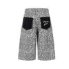 2026 American Vintage Leopard Print 3/4 Length Pants Loose Straight Leg Distressed Washed Casual Trousers Men Women