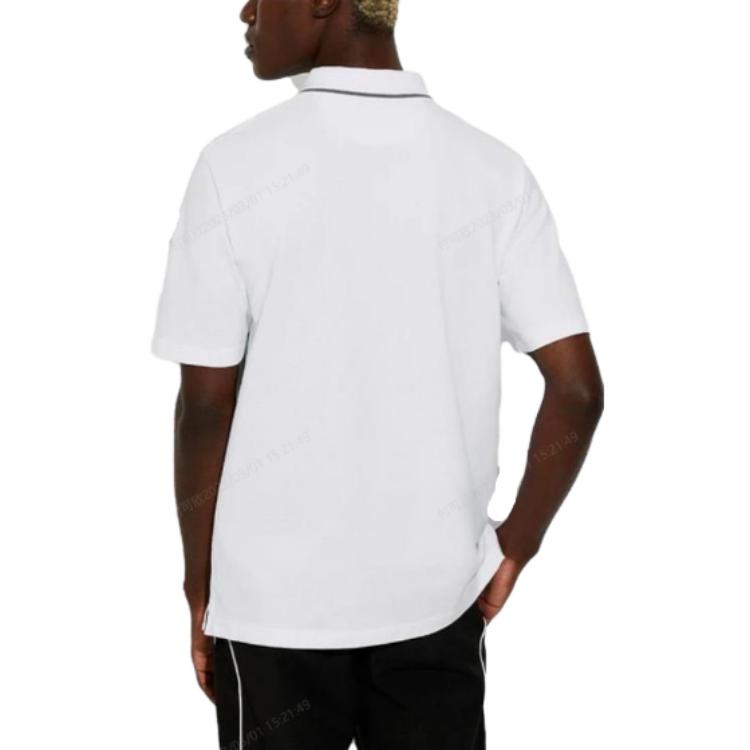 Coach Logo Geometric Pattern Printed Short Sleeve Polo Shirt Men polo shirts White C5762-WHT