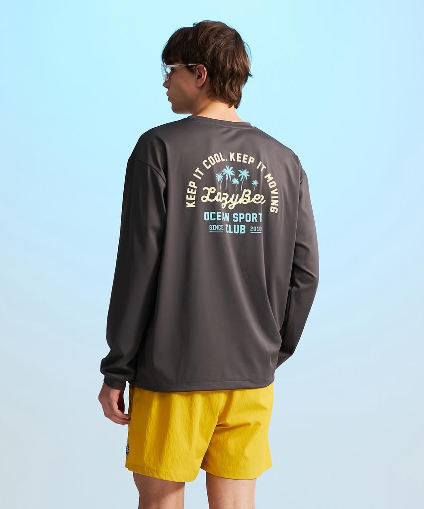 Leijibi [Set] Airfresh String Long Sleeve Rash Guard + Swim Shorts Set M Dark Grey