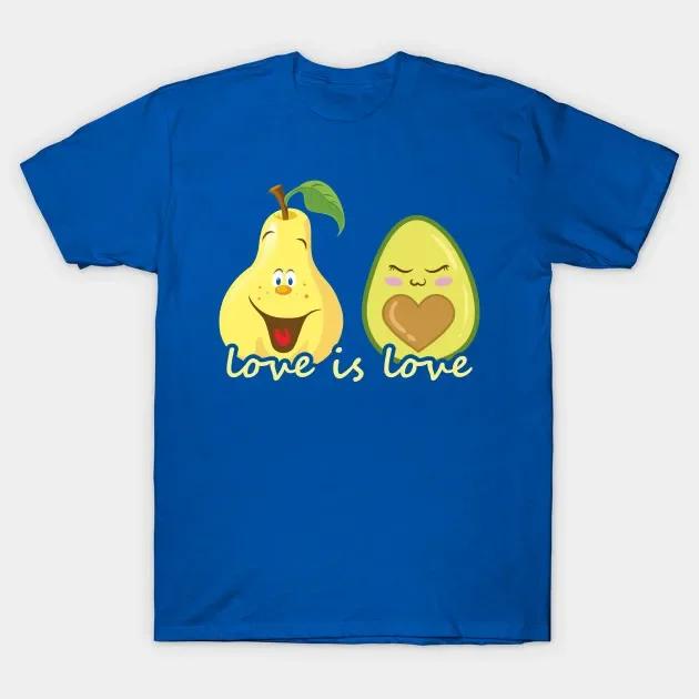 Love Is Love Funny Pear and Avocado Valentines Day TShirt 100 Cotton ONeck Short Sleeve Casual Mens Tshirt Size S3XL