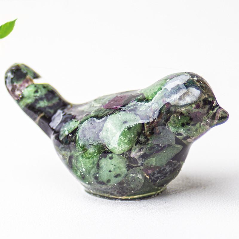 Resin Crystal Bird Figurine With Natural Waterstone For Home Office Decor Gift For Friends