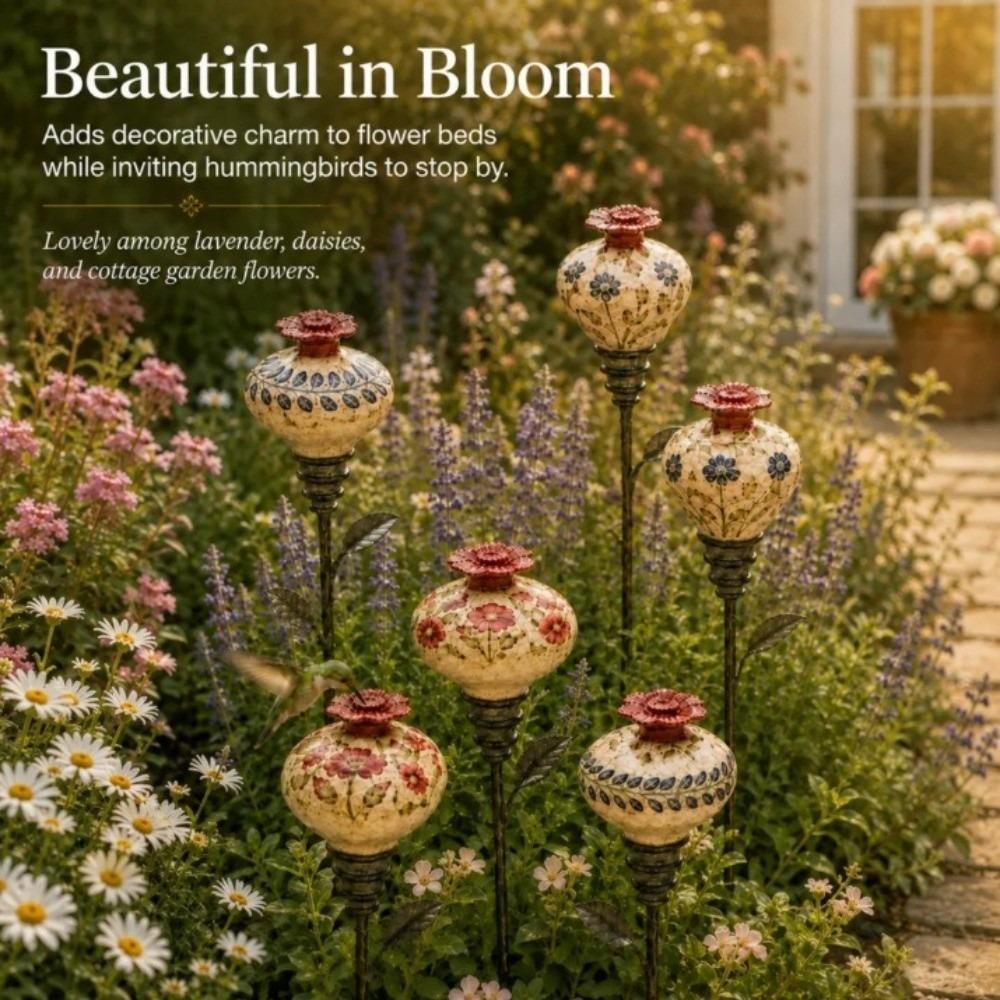 Easy Fill Garden Hummingbird Feeder Ground Stake Garden Bird Feeder Patio Flower Bed