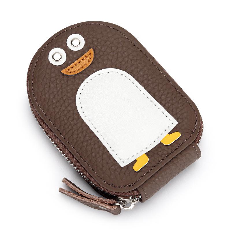 Card Bag Women's Leather Small Exquisite Cartoon Penguin Change First-layer Cowhide Cute ID