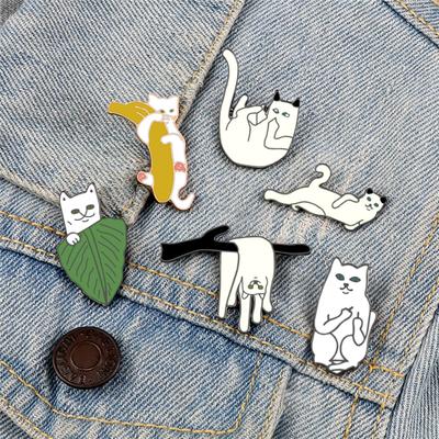 Cute Cats Series Brooches Creative Funny Kitten Enamel Pins Jewelry Gift for Kids Friends Backpack Denim Lapel Badge Accessories