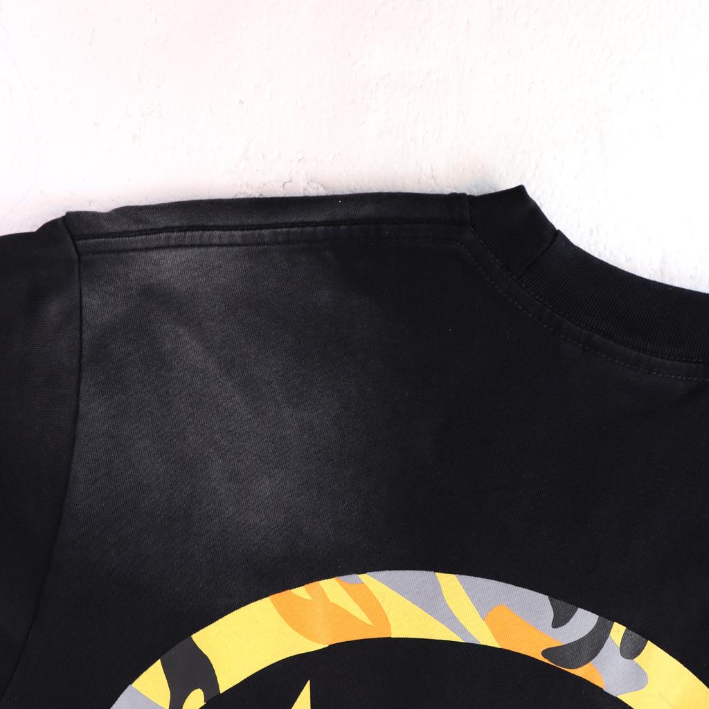 Hellstar Studios Camo Star Face Graphic T‑Shirt Men Women Vintage Washed Distressed Oversized Short Sleeve Tee Hip Hop Streetwear Unisex Tops