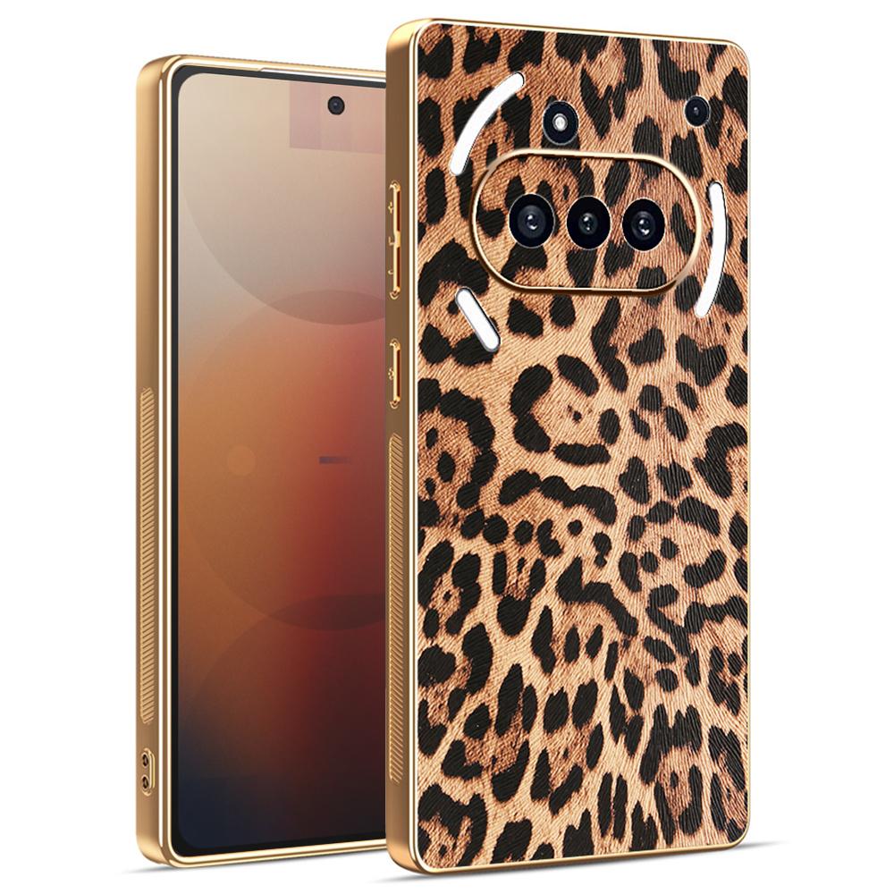 

Ні за що Телефон (3а) Чохол з леопардовим принтом, покритий ПУ шкірою, PC+TPU з гальванічним покриттям, чохол для телефону A